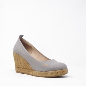 Viscata Women Roses Canvas Espadrille Shoes Wedge Gray Closed Toe 40 / 9